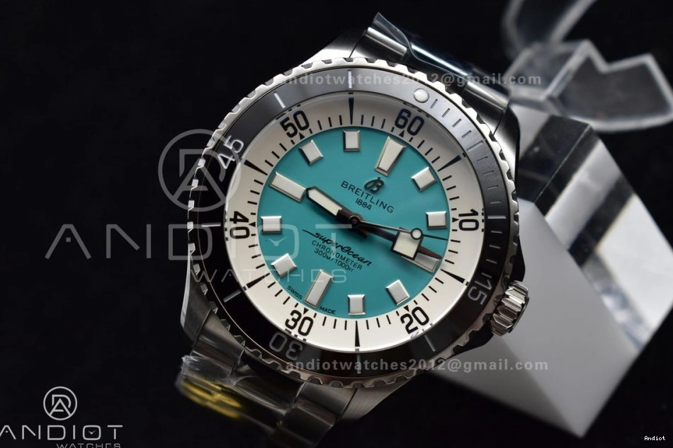 on Bracelet Best TF A2824 44 1:1 Blue Automatic Tiffany Dial Edition SS SuperOcean 1107